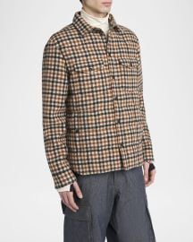 Moncler Grenoble Mens Check Wool Padded Shirt Jacket at Neiman Marcus